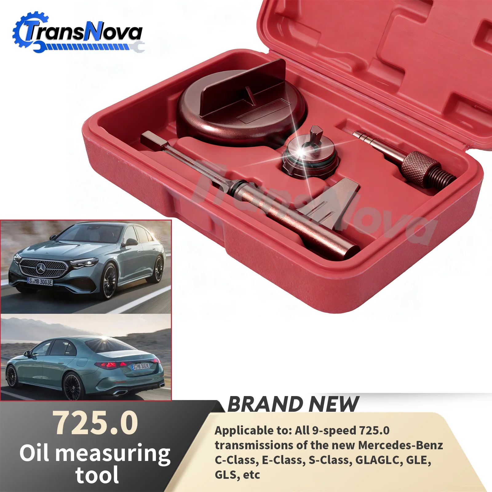 Drain Filler Kit - ชุดอุปกรณ์เปลี่ยนถ่ายน้ำมันเกียร์ TransNova 725.0 พร้อมก้านเติมน้ำมันและอะแดปเตอร์สำหรับถ่ายน้ำมัน สำหรับเกียร์ 9